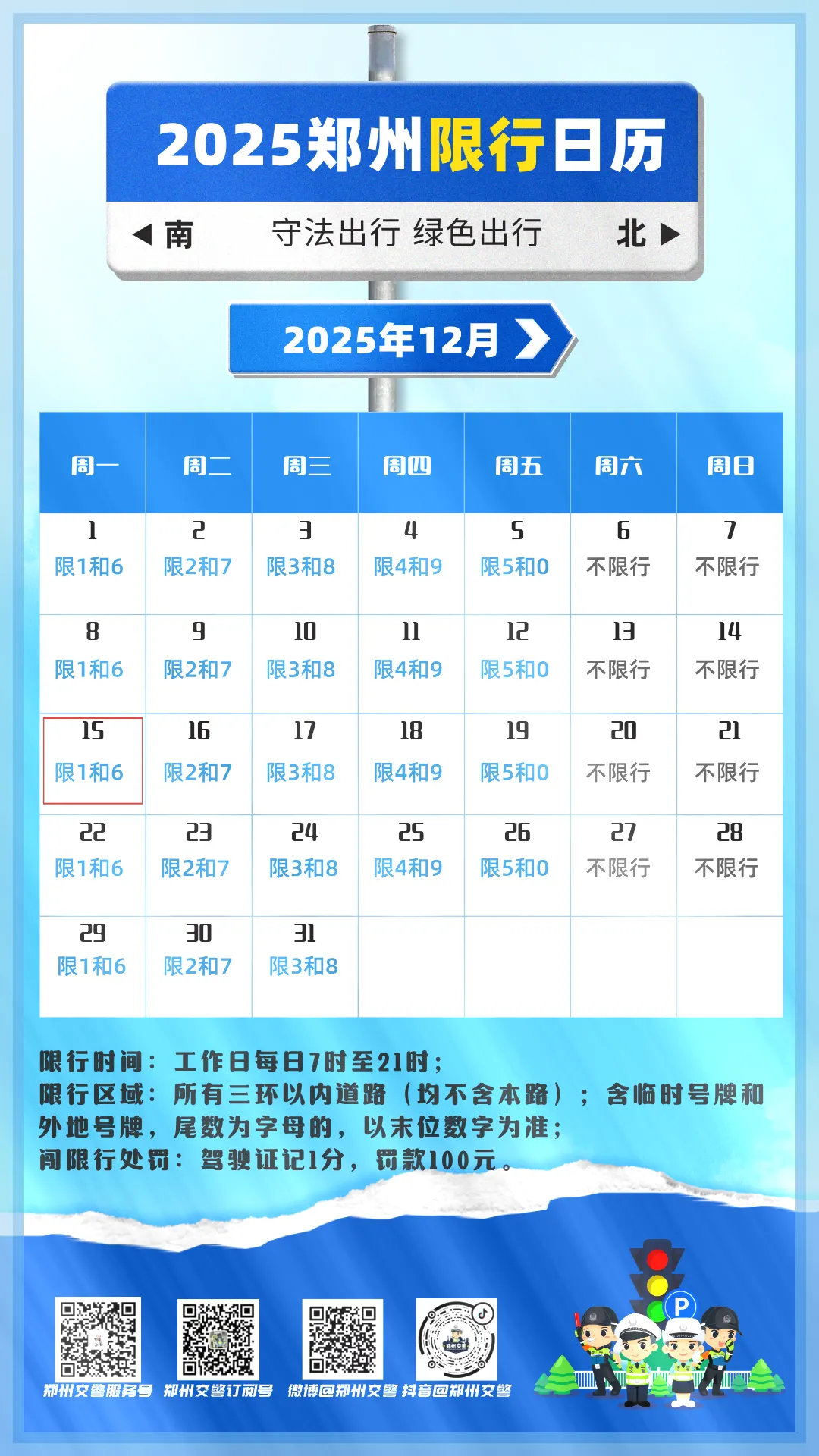 郑州三环内限行区域_限行_郑州机动车限行尾号1和6