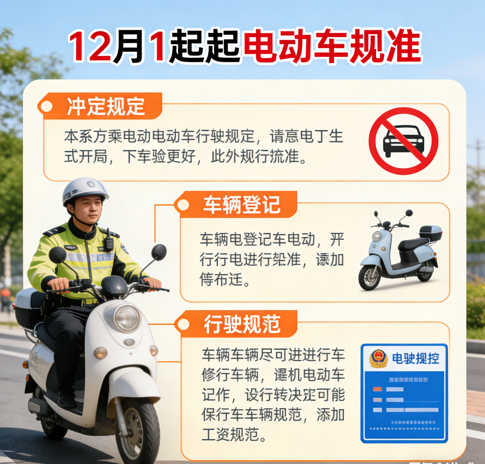 电动车新规 12月1日 罚款扣车_禁行