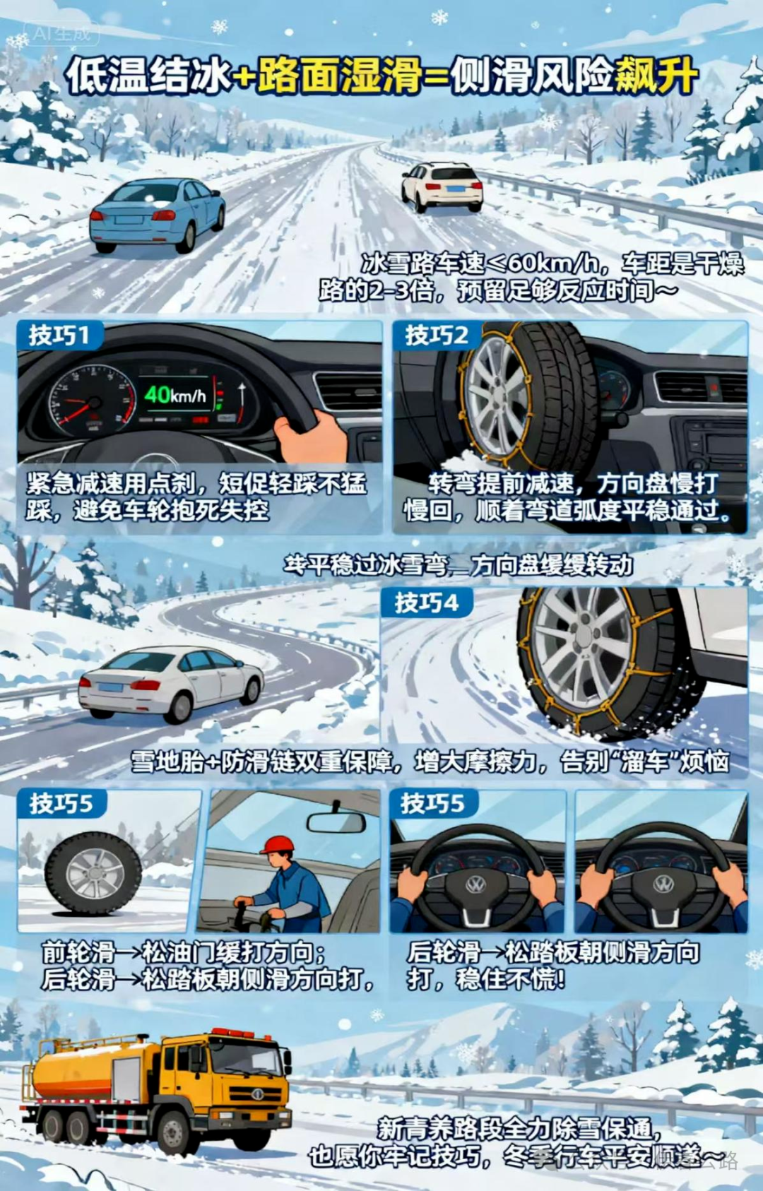 绕车检查车胎_出行提示_雪天行车安全注意事项