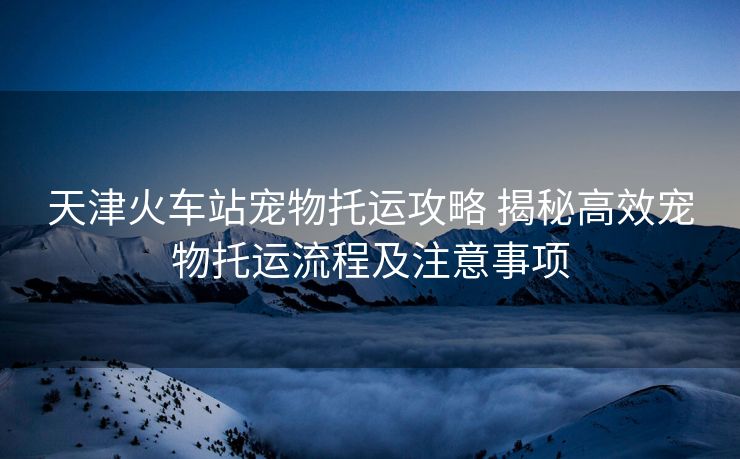 天津火车站宠物托运攻略 揭秘高效宠物托运流程及注意事项