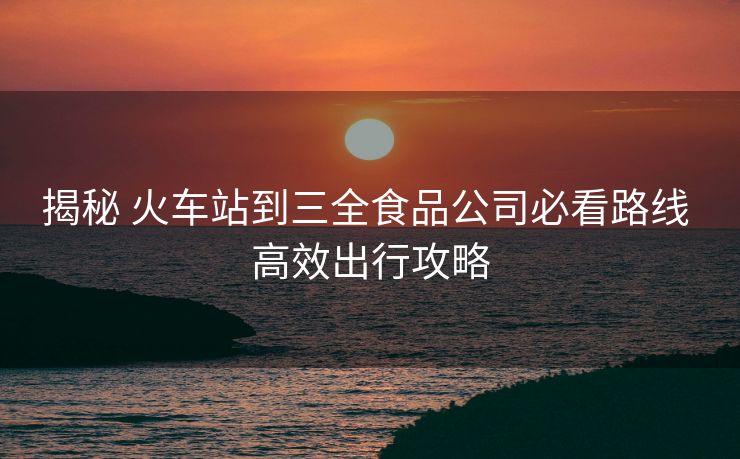 揭秘 火车站到三全食品公司必看路线 高效出行攻略
