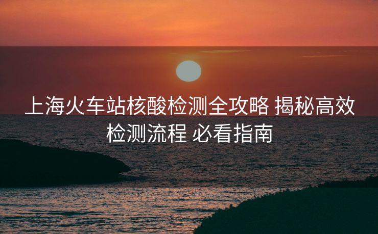 上海火车站核酸检测全攻略 揭秘高效检测流程 必看指南 上海火车站核酸检测全攻略 揭秘高效检测流程 必看指南