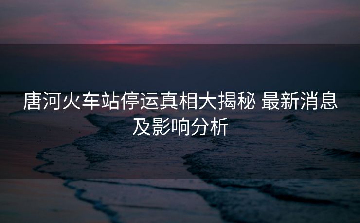 唐河火车站停运真相大揭秘 最新消息及影响分析