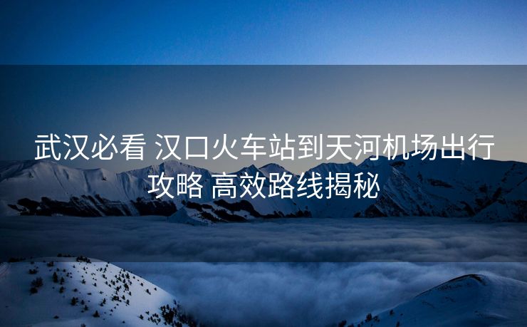 武汉必看 汉口火车站到天河机场出行攻略 高效路线揭秘